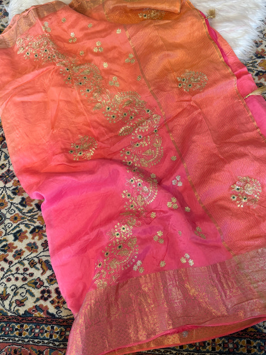 Pitta work saree