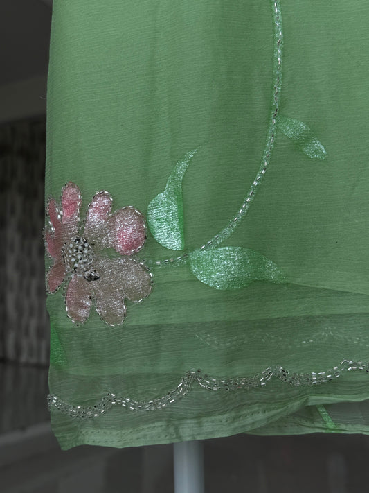 Painted saree with kardana work