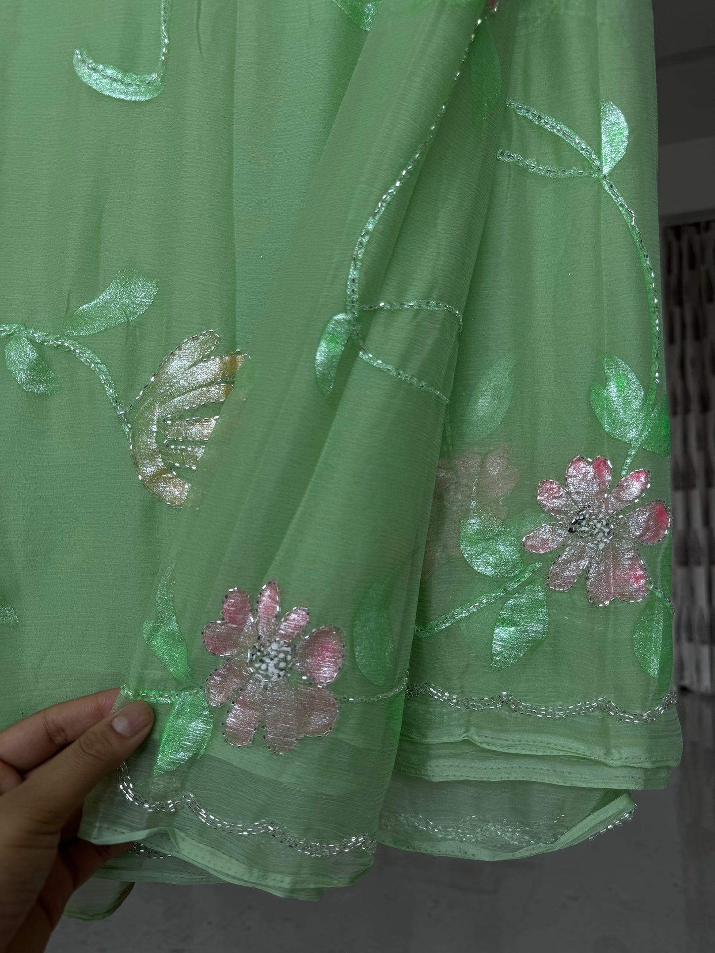 Painted saree with kardana work