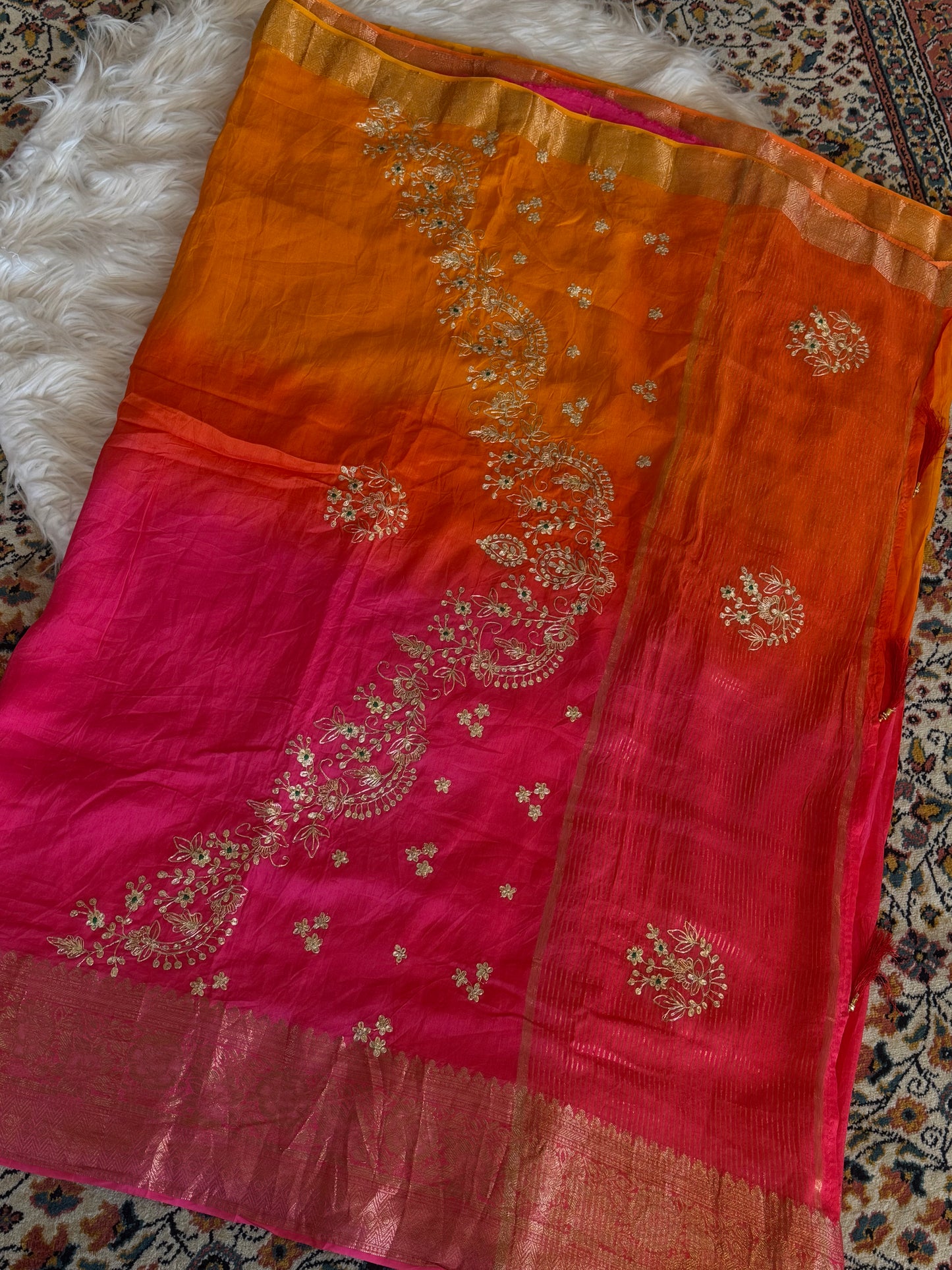 Pitta work saree