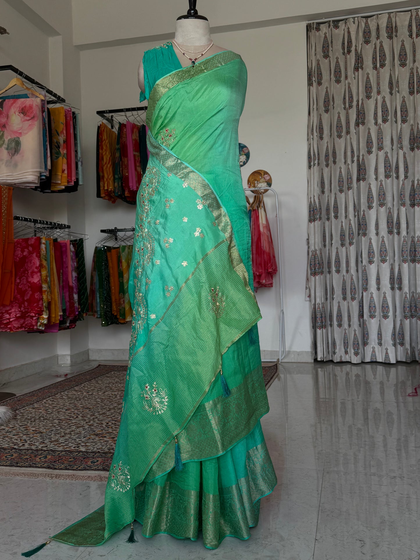 Pitta work saree