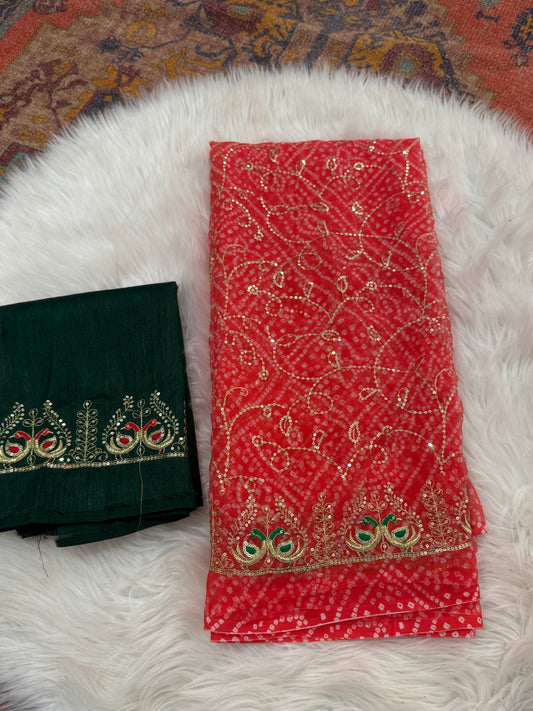 Aari sitara jaal work bandhani