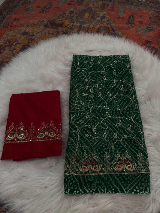Aari sitara jaal work bandhani