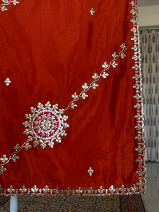 Organza saree with gota look