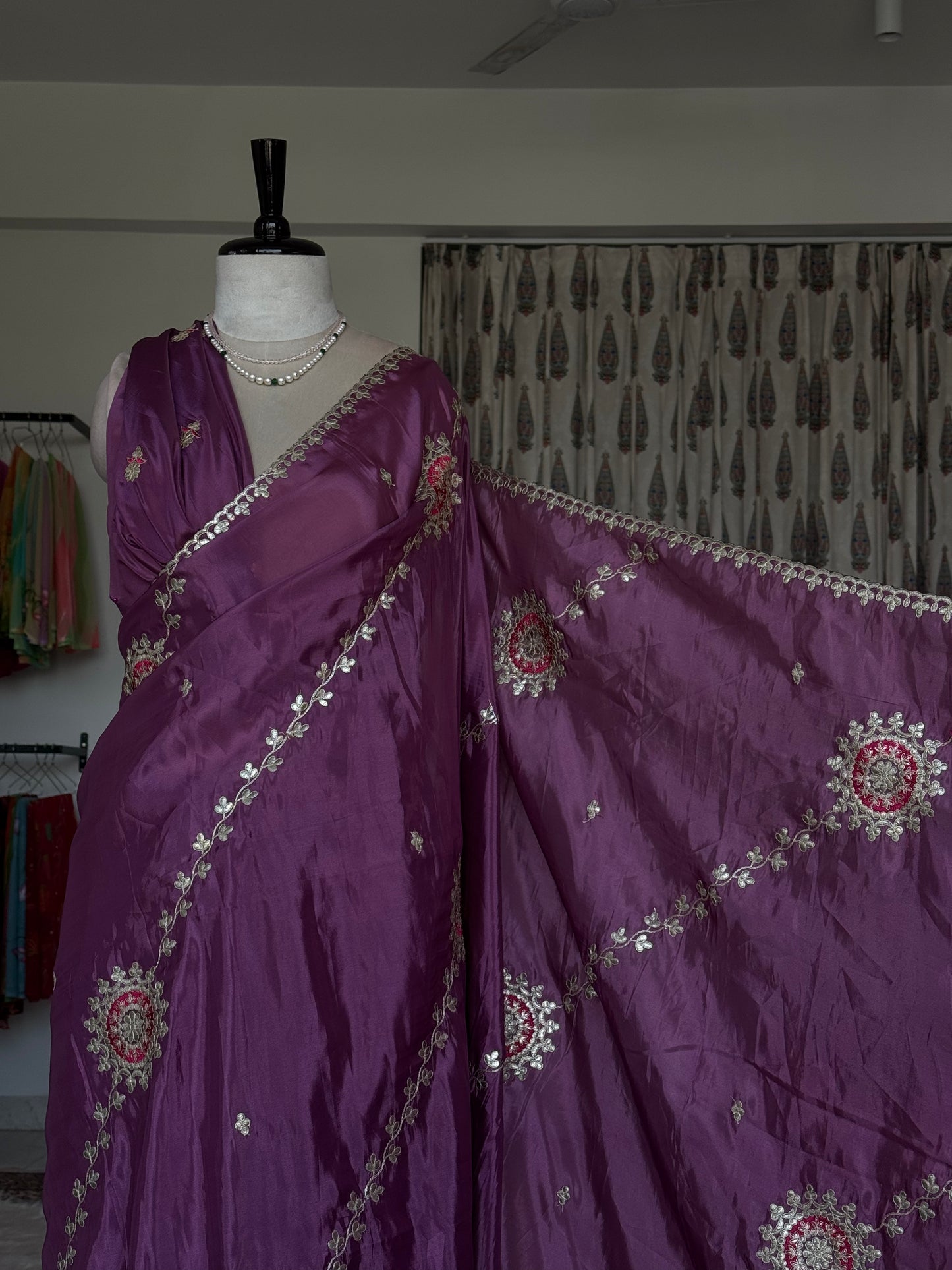 Organza saree with gota look