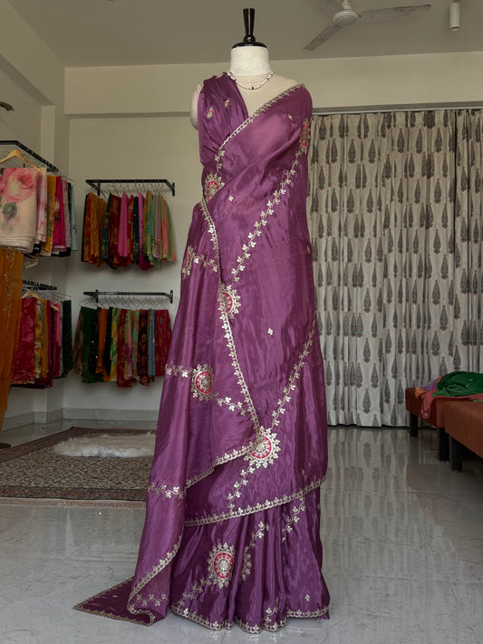 Organza saree with gota look