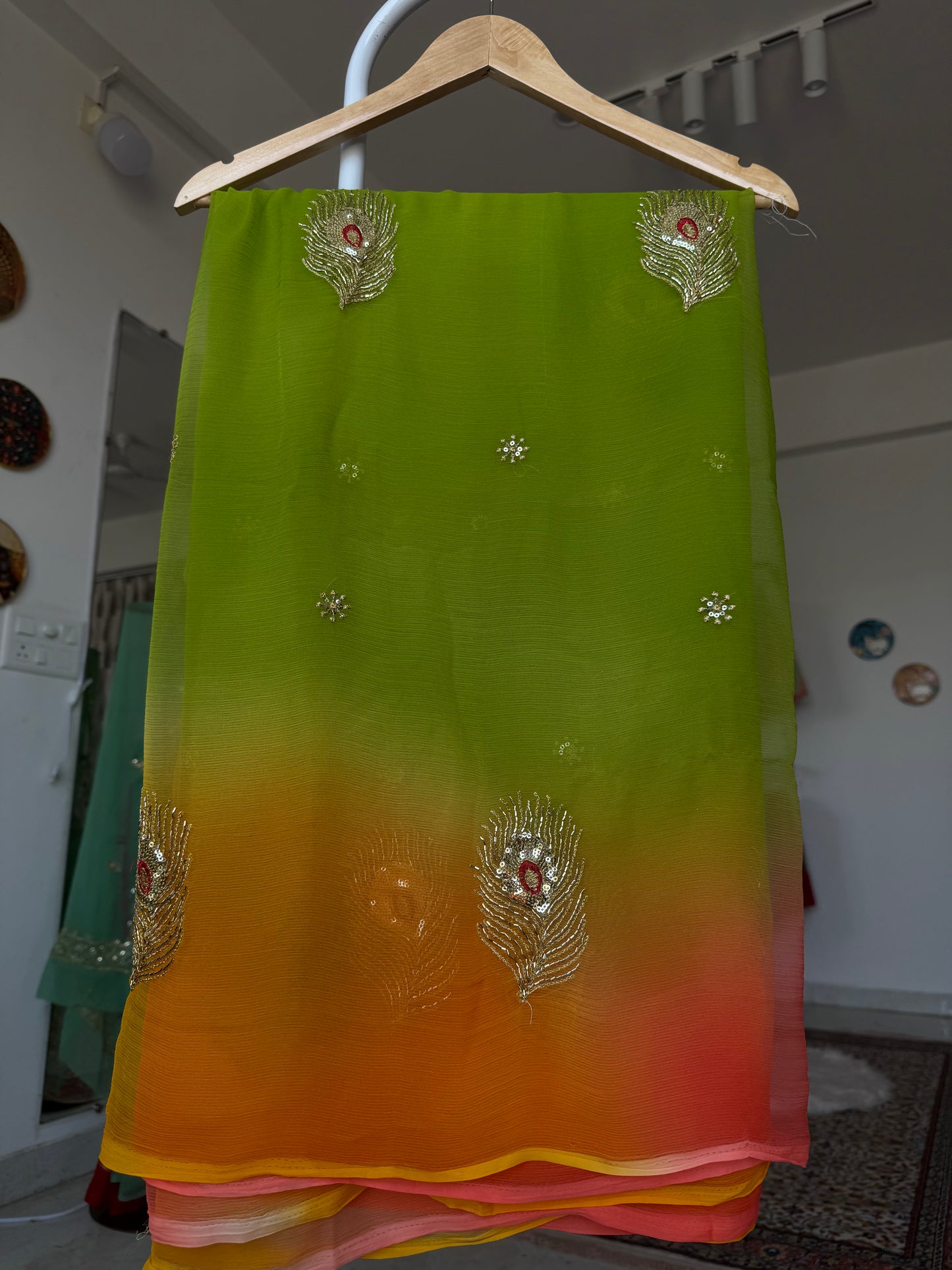 Multicolour saree with handwork