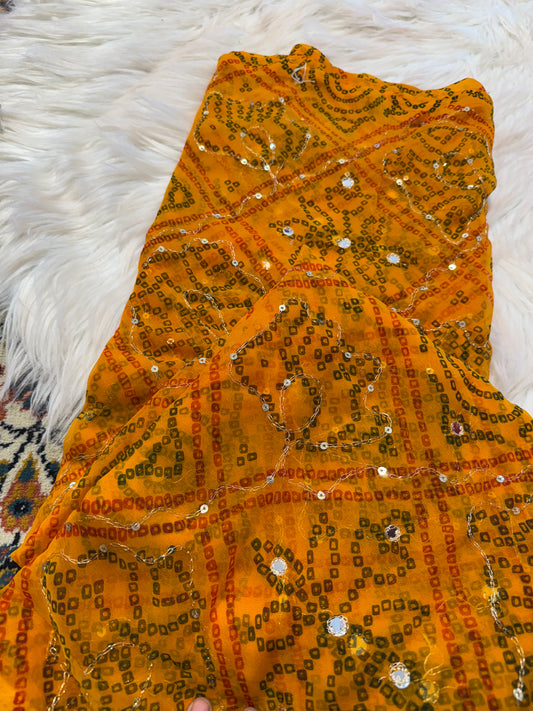 Chunri with mirror aari work