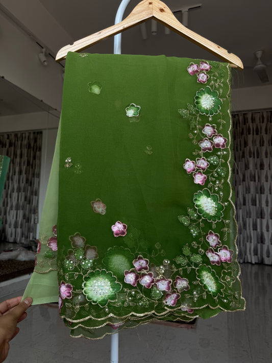 Brush paint with aari sitara work