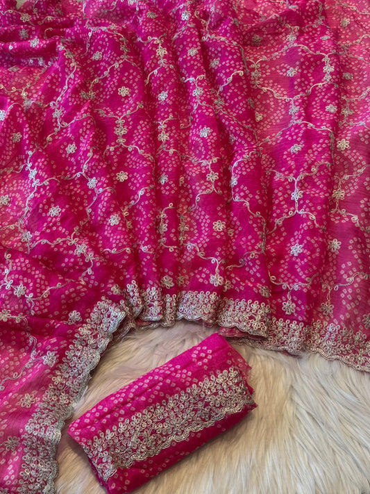 Pitta jaal work saree