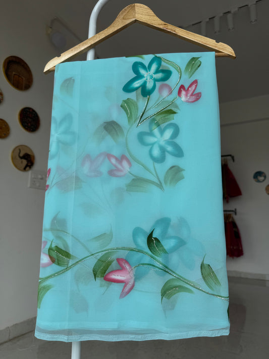 Brush paint saree with shimmer work -bp21