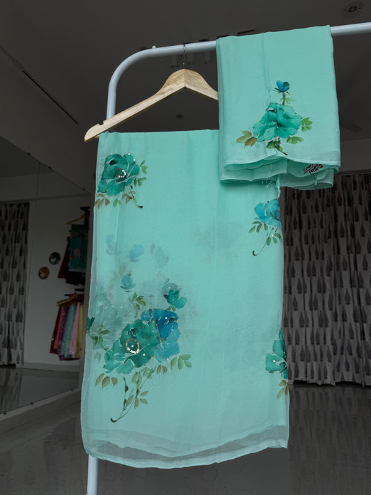 Hand painted with sequins work