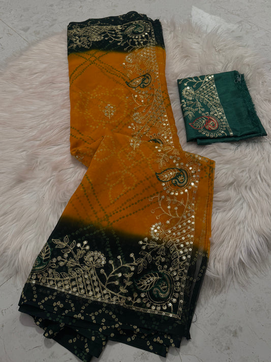 Mayur work chunri in double shade