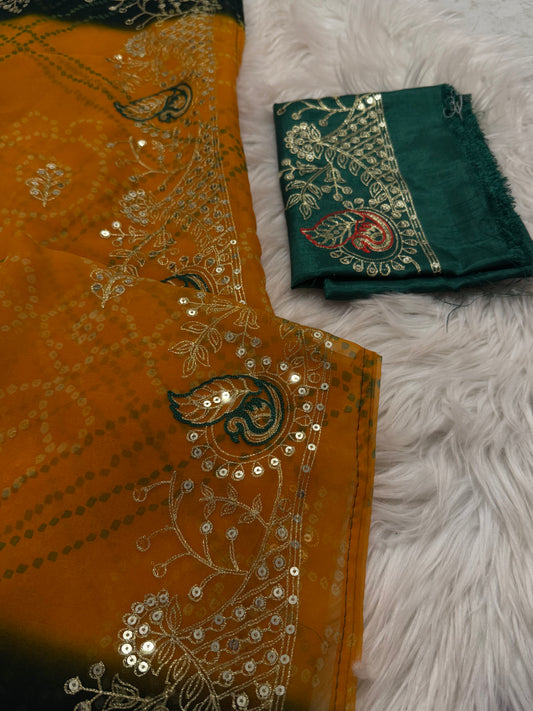 Mayur work chunri in double shade
