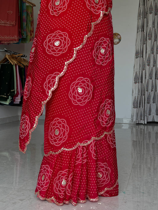 Pure munga silk saree with kardan and gota work - ks02