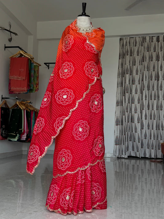 Pure munga silk saree with kardan and gota work - ks02