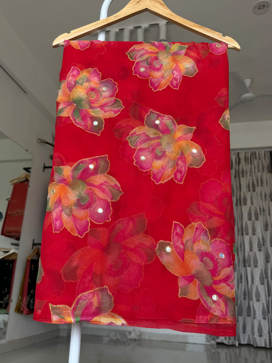 Mirror work saree