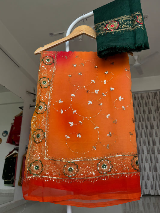Jaal work saree