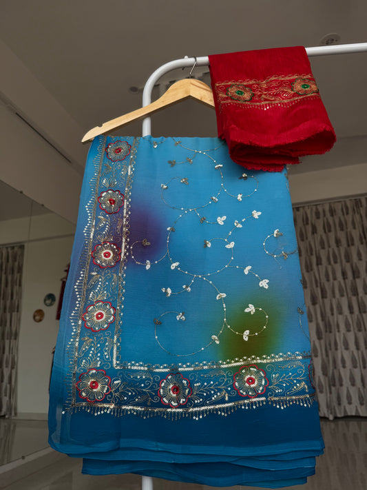Jaal work saree
