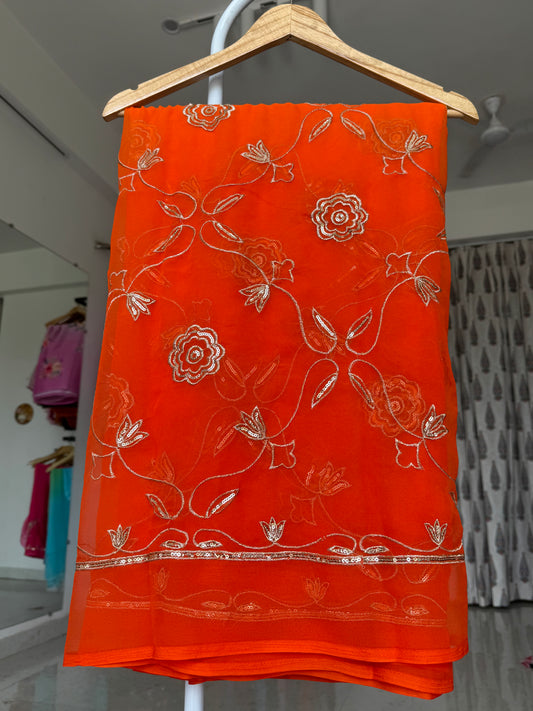 Jaal work saree