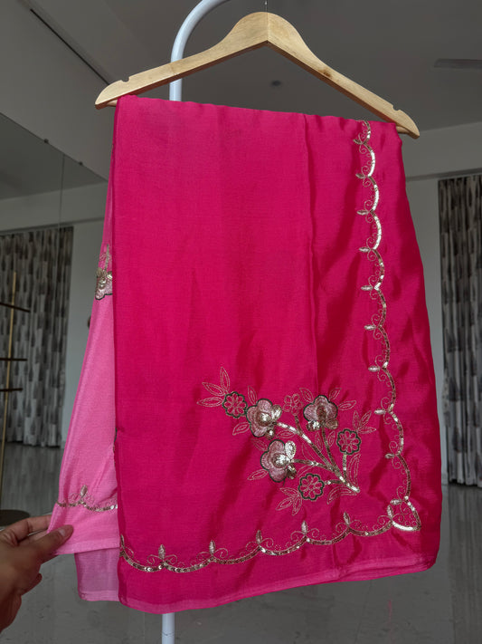 Heavy aari sitara work saree