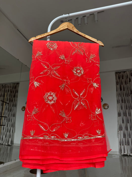 Jaal work saree