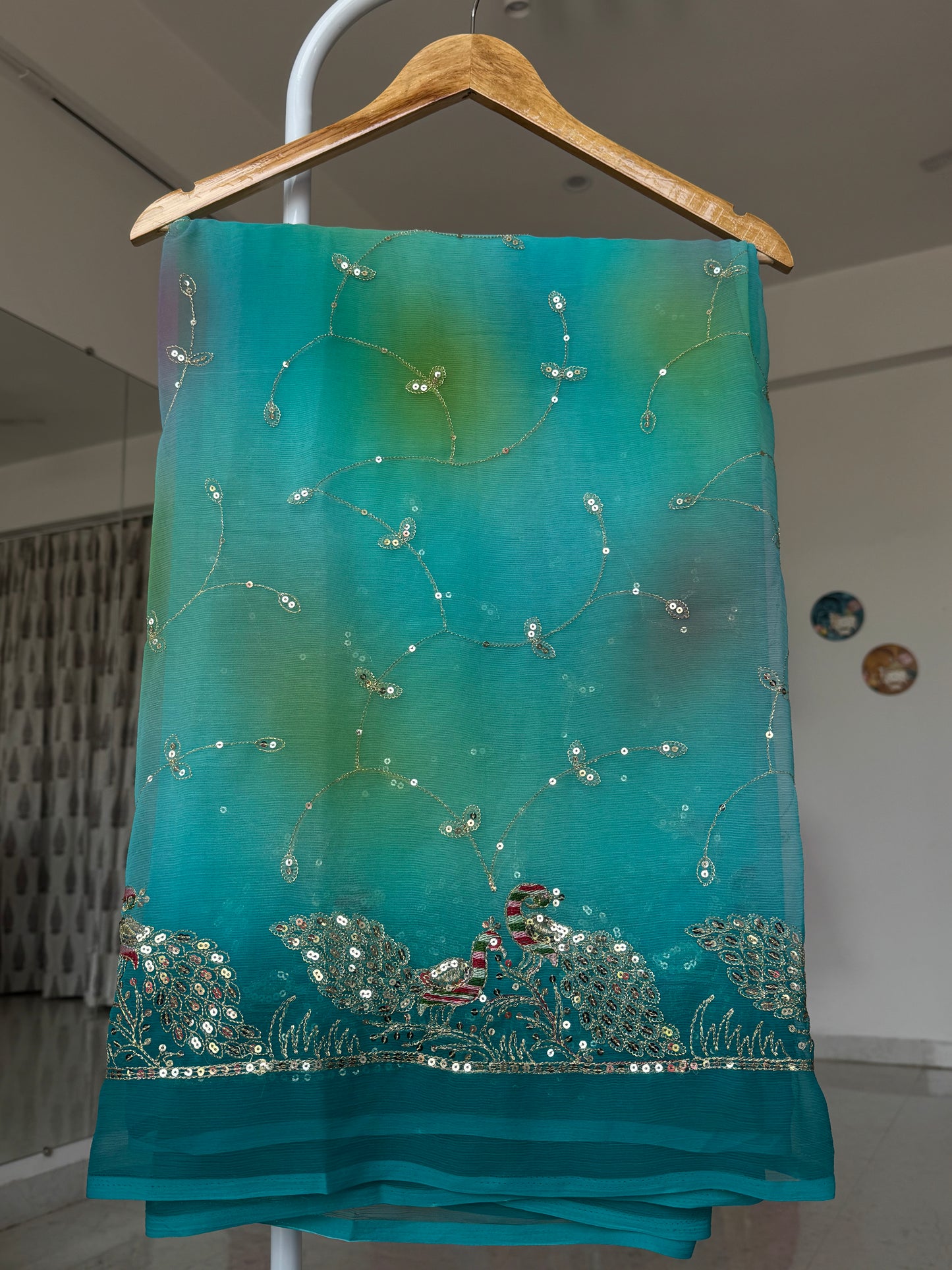 Jaal work saree