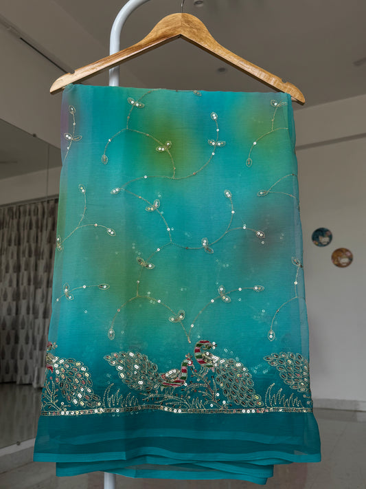 Jaal work saree