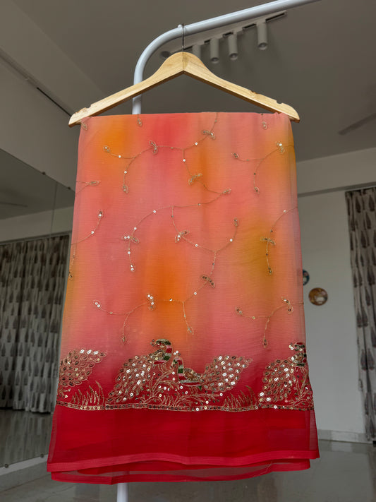 Jaal work saree