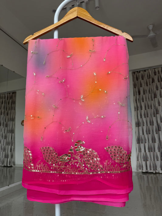 Jaal work saree