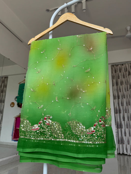 Jaal work saree