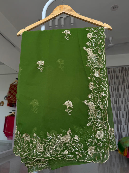 Cut work border saree