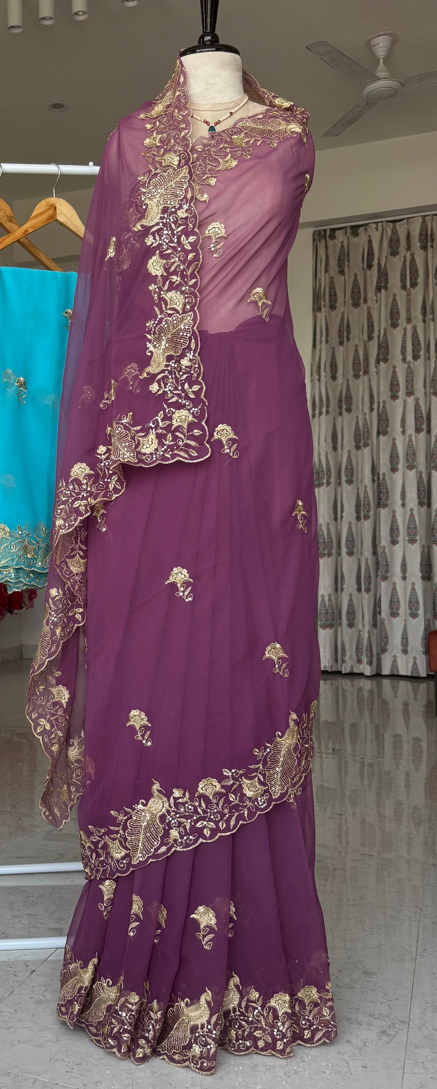 Cut work border saree