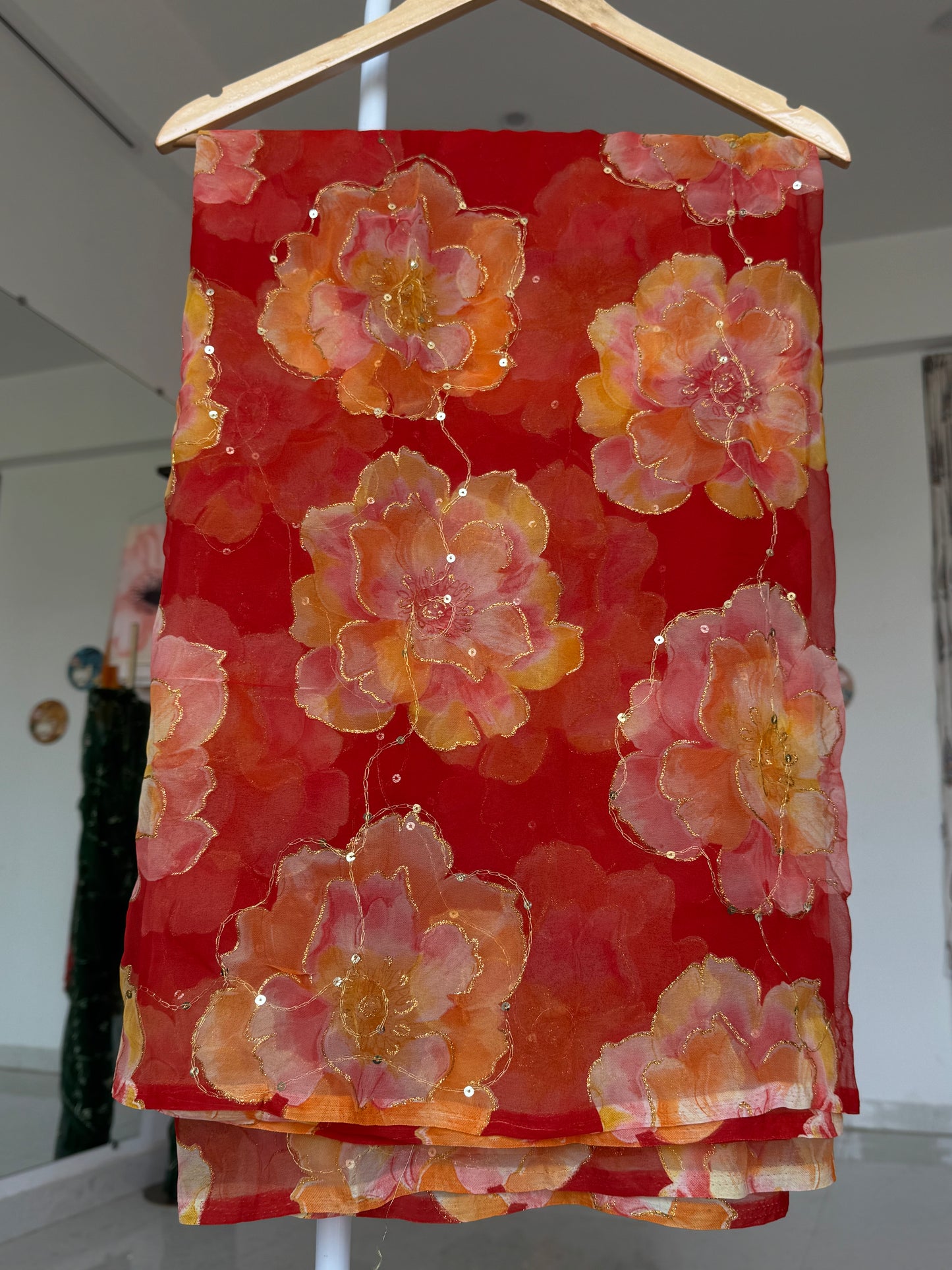 Aari sitara work saree