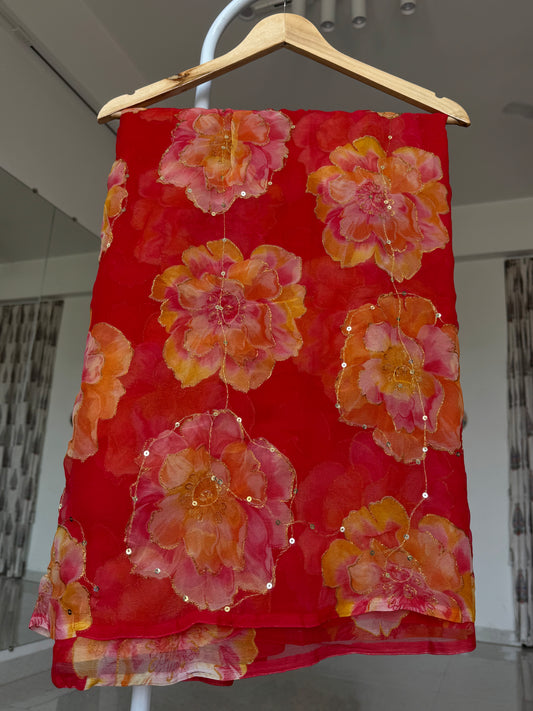 Aari sitara work saree