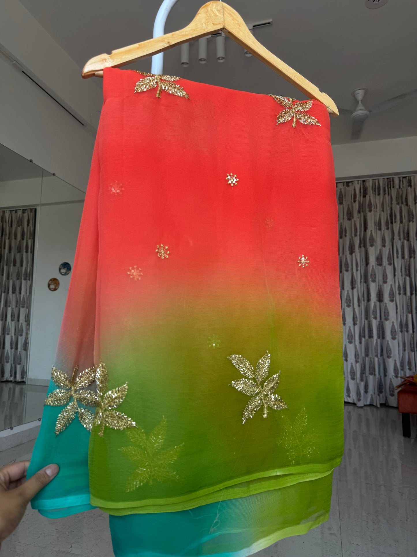 Multi colour saree with handwork