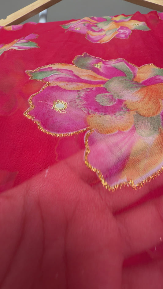 Mirror work saree