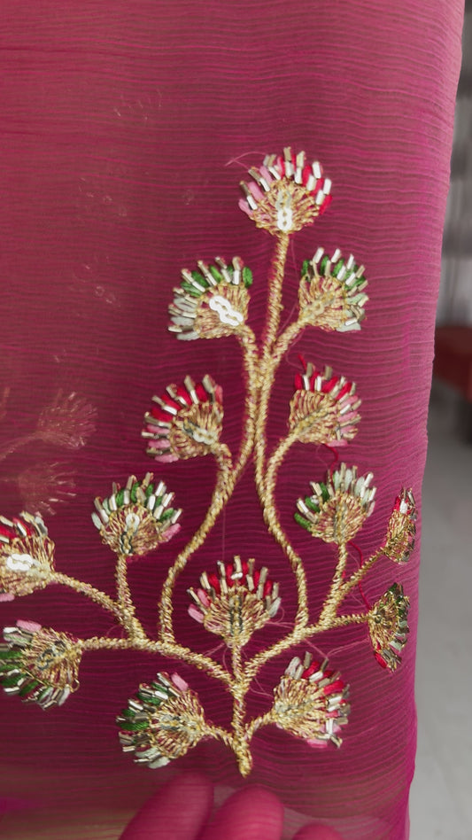 Multicolour saree with hand work buta