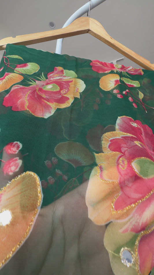 Mirror work saree