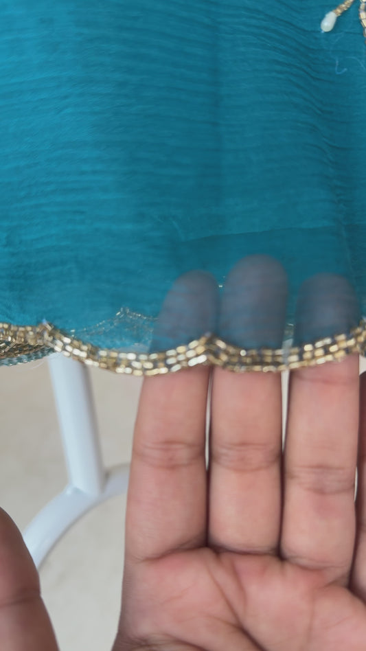 Kadana handwork saree with heavy unstitched blouse