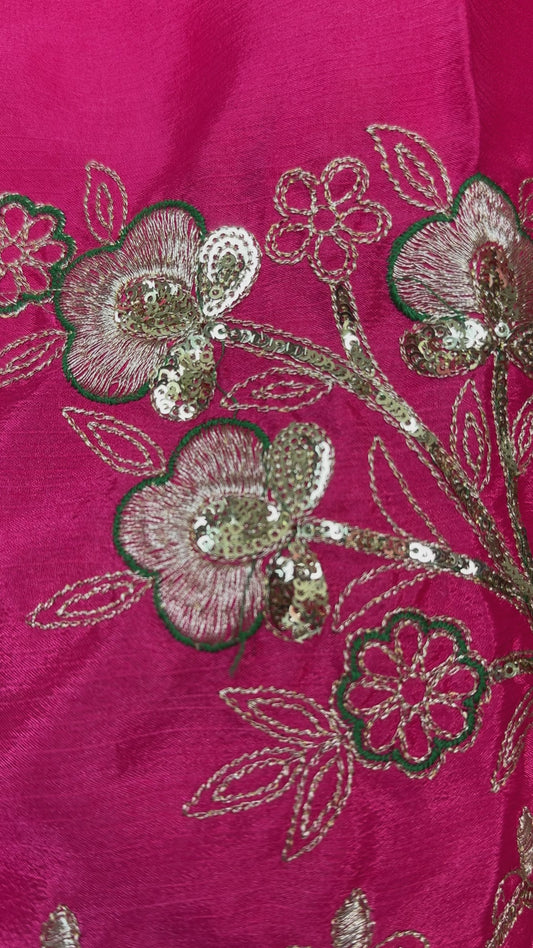 Heavy aari sitara work saree