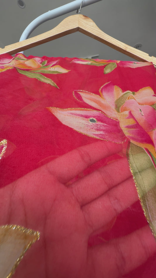 Mirror work saree