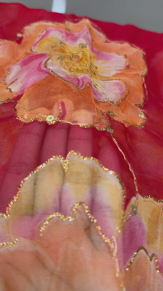 Aari sitara work saree