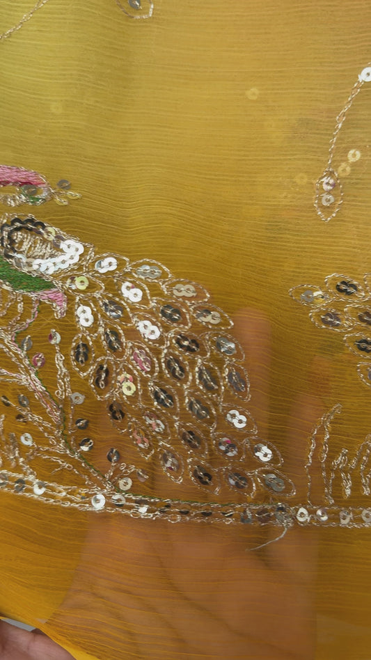 Jaal work saree