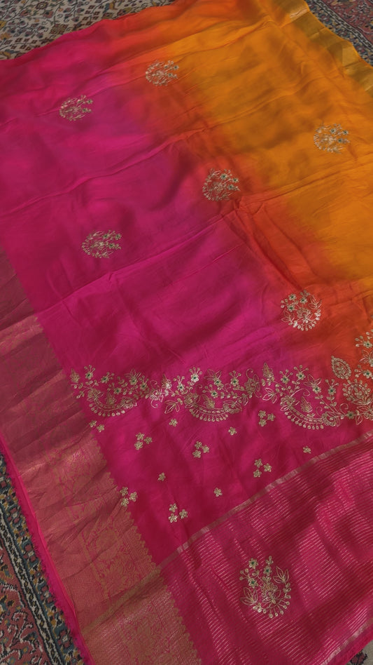 Pitta work saree