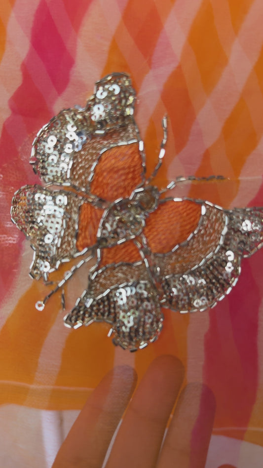 Leheriya with sequins butterfly buta