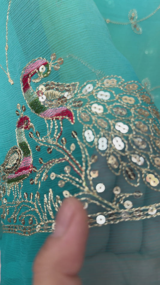 Jaal work saree