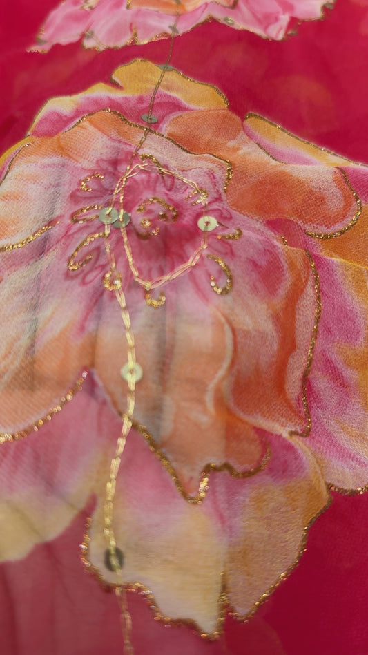 Aari sitara work saree