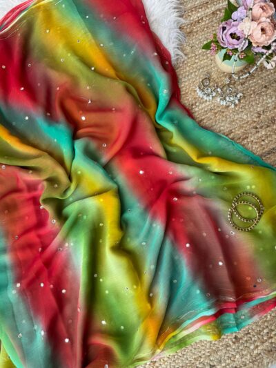 Multicolour saree with mirror work