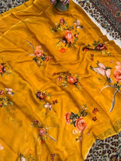 Premium pure chinnon saree